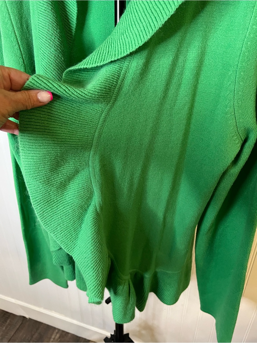 Link Green Ruffle-Front Open Cardigan. Size XL - Picture 4 of 7